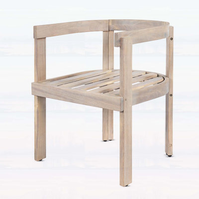 Ensemble de 2 chaises de salle à manger en bois d'acacia, fauteuils avec coussins crème, sièges confortables pour le balcon, la cour et le jardin