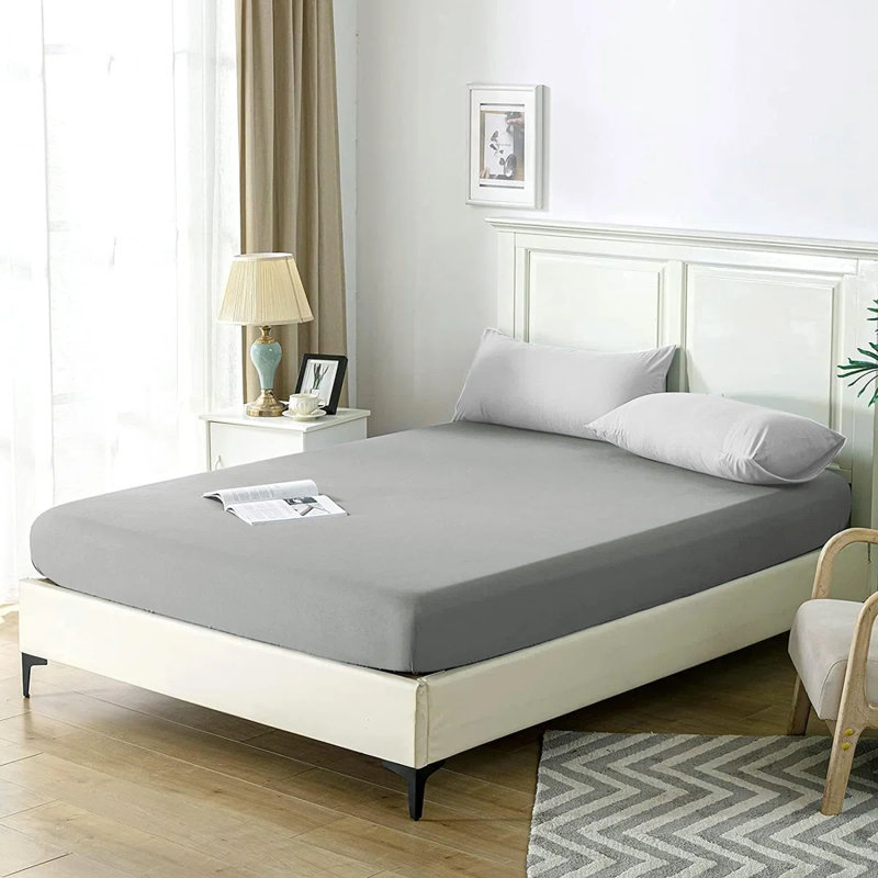 Sulltane Ultrasoft Cotton Blend Jersey Knit Fitted Sheet, Silver, Single (3')
