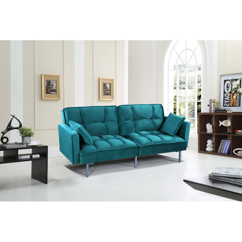 Mackayla 75.6'' Upholstered Convertible Sofa, Blue
