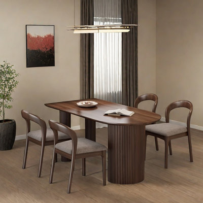 Durable Dark Brown All-solid Ash Dining Table Set