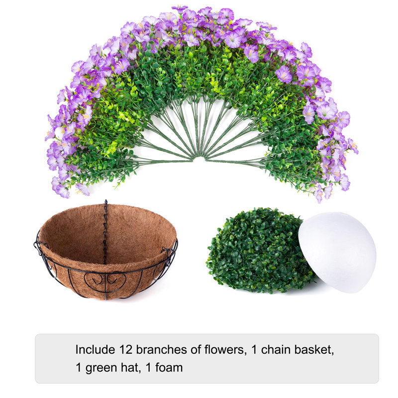 Panier à fleurs artificiel suspendu Eucalyptus, Purple 2
