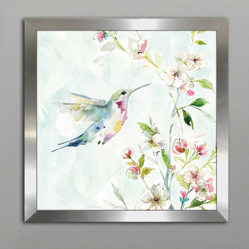« hummingbird iii », reproduction de peinture à l’aquarelle encadrée, H 39,5 po x l 39,5 po x P 0,75 po