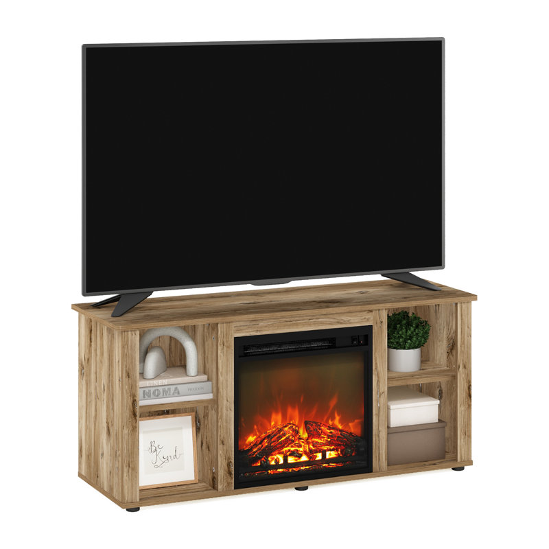 Meuble télé avec foyer électrique Callalily, H 21,4 po x l 47,2 po x P 15,8 po, Chêne Flagstaff