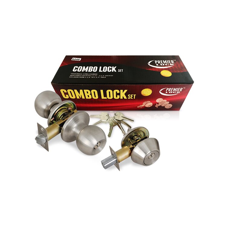 Door Knob Combo Lock Set with Deadbolt and 6 Keys Stainless Steel