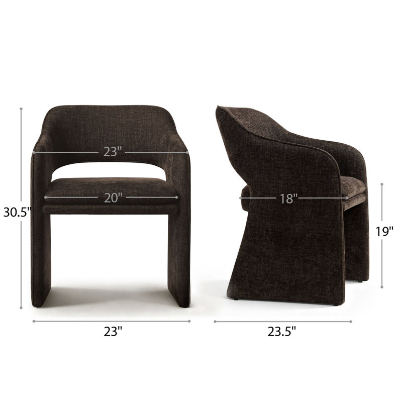 19" Seat Height Upholstered Dining Armchair, Brown