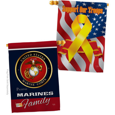 Marines en polyester à 2 côtés 40 x 28 po en famille fiers drapeau maison