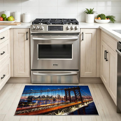 Clear Machine Washable,New York City Beautiful Sunset Indoor Area Rug