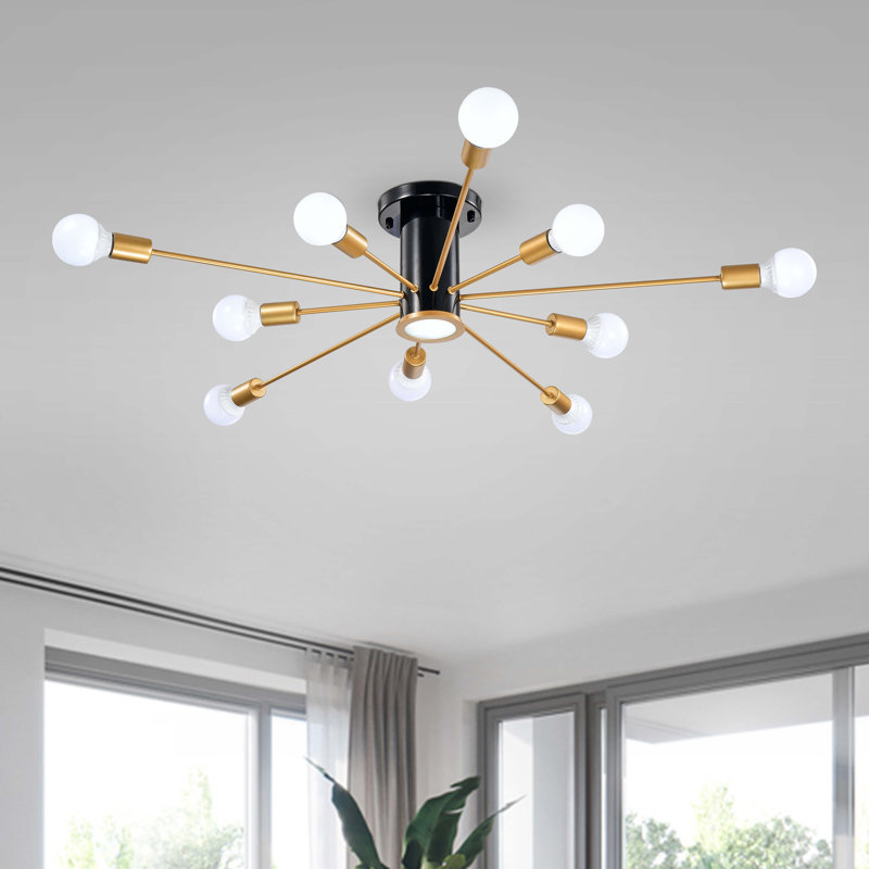Armstead 10 - Light 45.9" Flush Mount in Black and Gold Finish