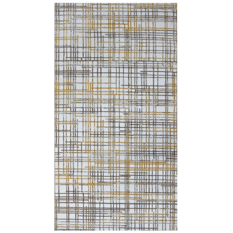 Tapis d'entrée de luxe, moutarde et vison, 31,5 x 59,1 pouces | 100% polypropylène, 2,4 lb / pi2, hauteur des poils: 0,4 po | Aspirateur, facile à nettoyer, idéal pour les vestibules | Décoration élégante et durable