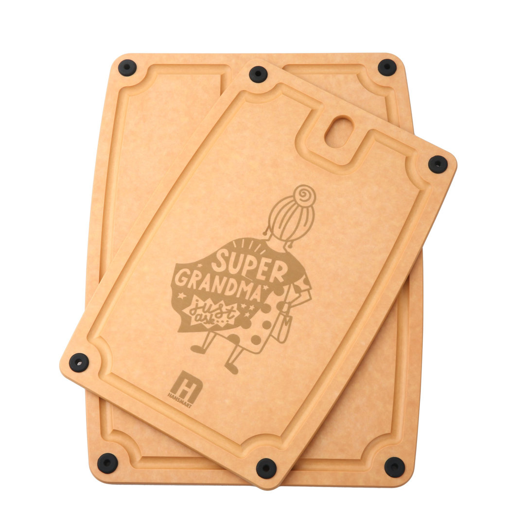 2-Pc. Eco-Friendly Composite Reversible Cutting Board Medium&Large Set With Handles, Grandma Hansmart