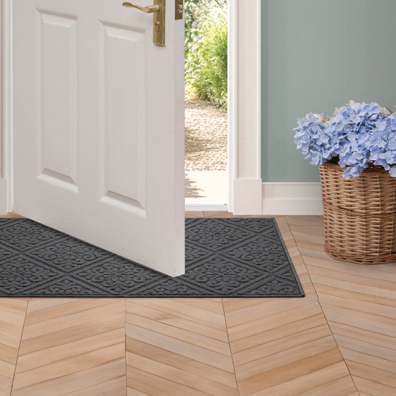 Austell Machine Woven Synthetic Area Rug in Dark Gray, Runner 2'2" x 6'