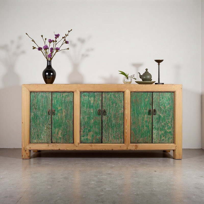 Buffet classique de style rétro, Vert / bois robuste