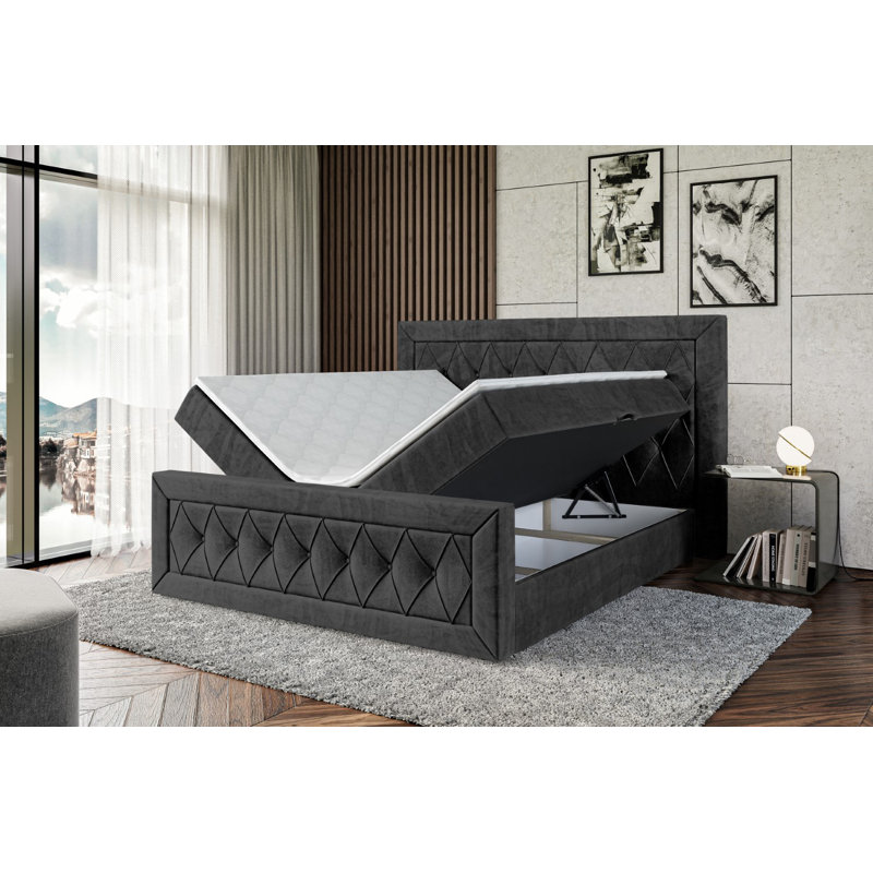 Bed, Black, 160cm W x 200cm L