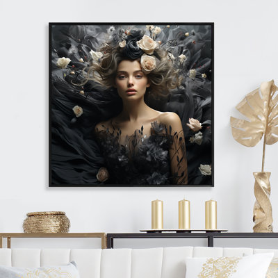 Cotton Black And White Couture Woman II - Fashion Wall Art