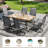 6 Person Outdoor Metal Table Swivel Dining Chair Set-1004531712