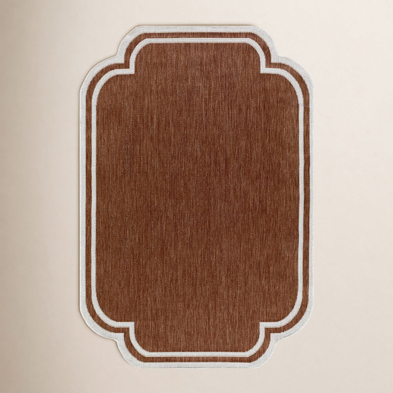 Skiles Machine Woven Rug, Rectangle 7'10" x 10', Orange/Cream