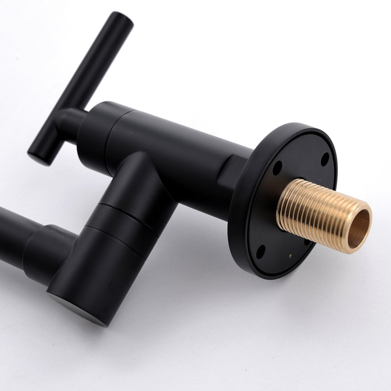 Wall Mount Kitchen Faucet - Brass Pot Filler, Black, Dual Jointed Swing Spout For Coffee Mounted Arms Machine