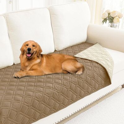 Couverture imperméable pour chien 30 po x 70 po - Housse de lit réversible pour animal de compagnie doux, protecteur de meuble lavable pour petits / moyens / grands chiens et chats, chameau / beige