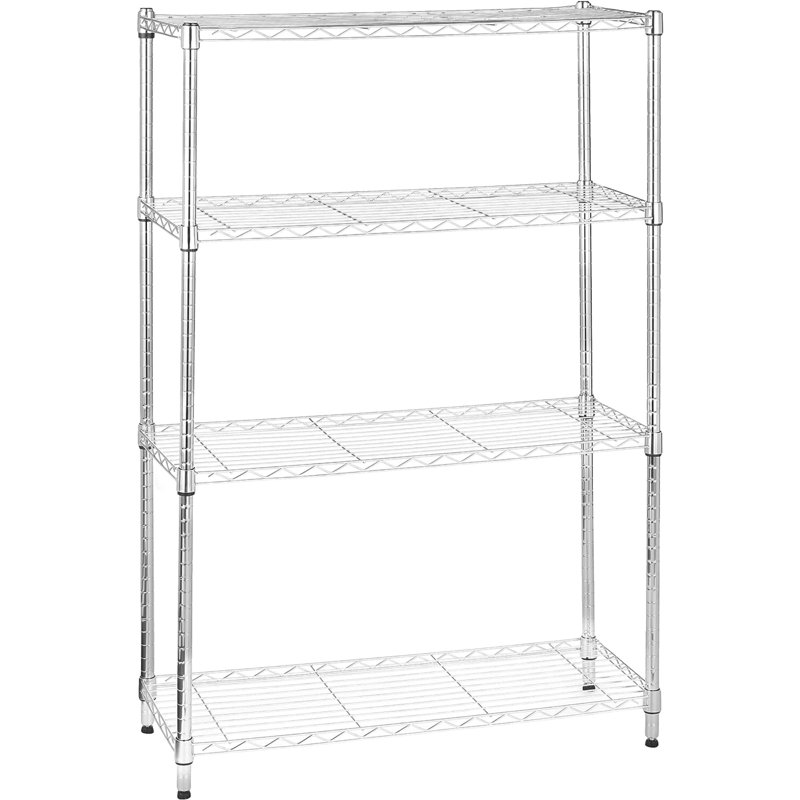 Étagère de rangement réglable à 4 tablettes (capacité de chargement de 200 livres par tablette), grille métallique en acier