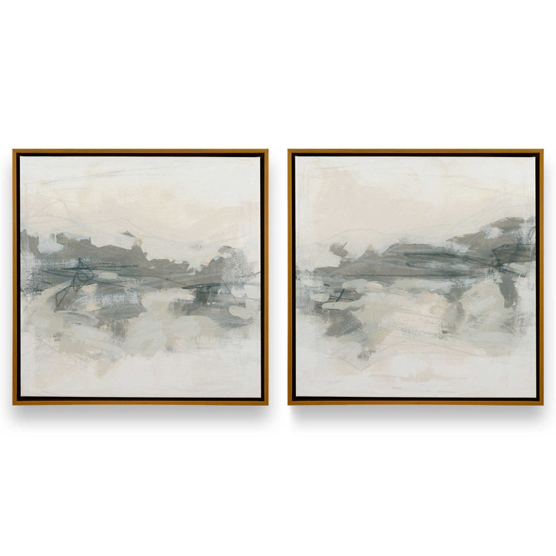 Ensemble de 2 lignes douces de mémoire, Cadre flottant or poli, H 13 po x l 26 po