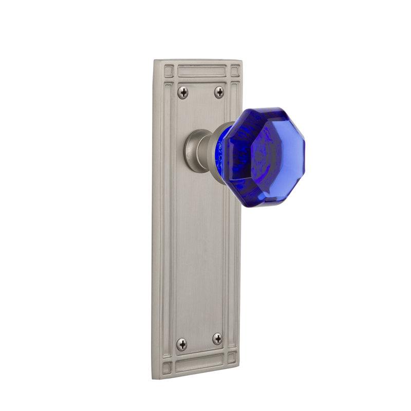 Plaque de mission avec bouton de porte Waldorf Cobalt, Nickel satiné