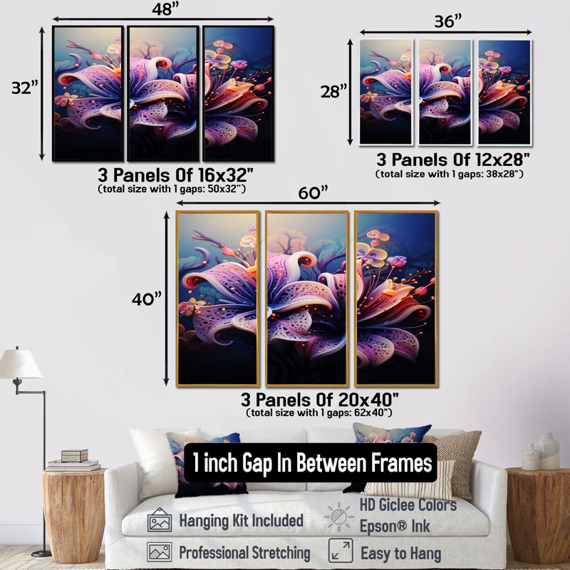 Daelin - ensemble de décorations murales orchidées, Doré, H 32 po x l 48 po