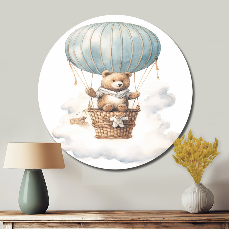 «Nursery Bear Cub Kids Dreams I», art rond en métal, H 23 po x l 23 po