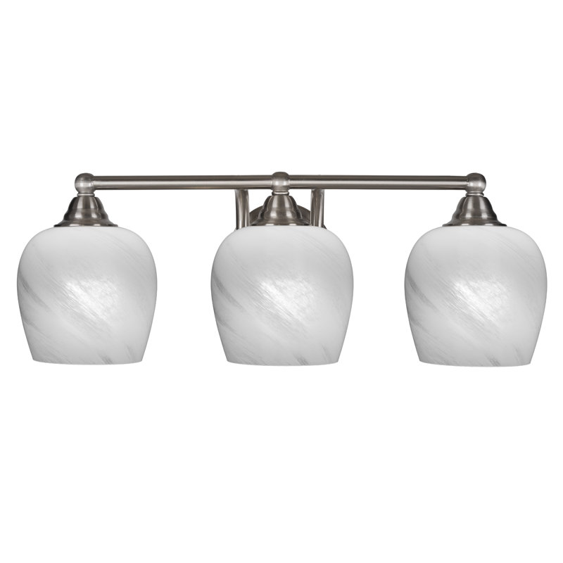 Michell 3-Light Bath Bar, White Marble, Brushed Nickel