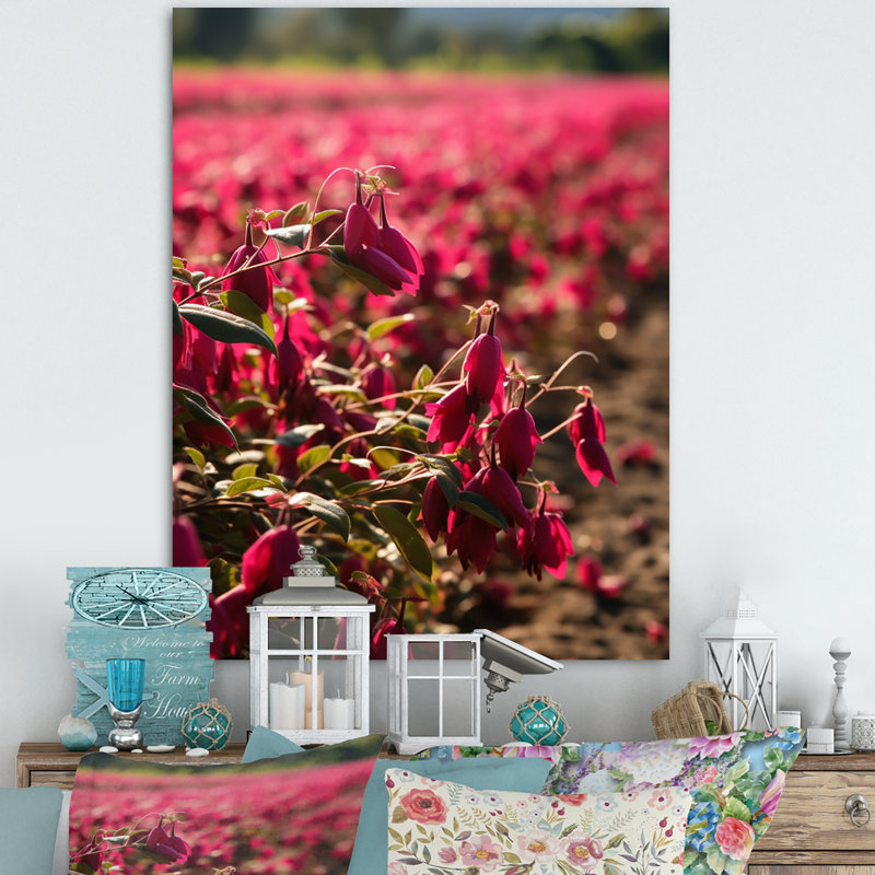 Fuchsia abstraction rose sur toile, H 32 po x l 16 po x P 1 po, Toile tendue