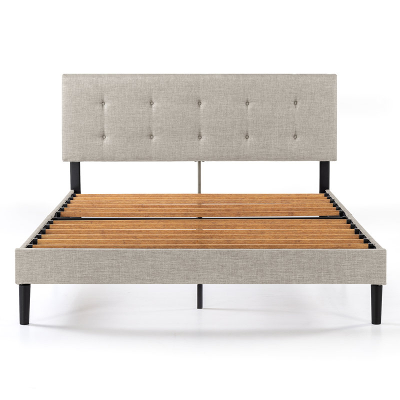 Artiomas Tufted Upholstered Platform Bed, Beige, King