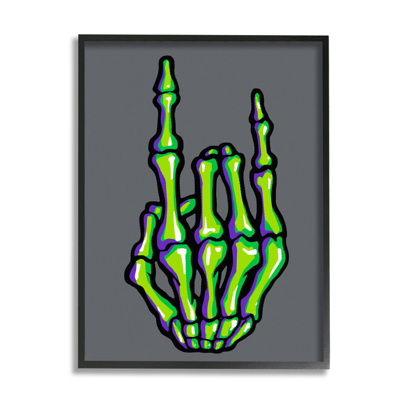 «Rock On Skeleton Hand» par Ziwei Li, Giclée encadrée noir minuit, H 14 po x l 11 po x P 1,5 po
