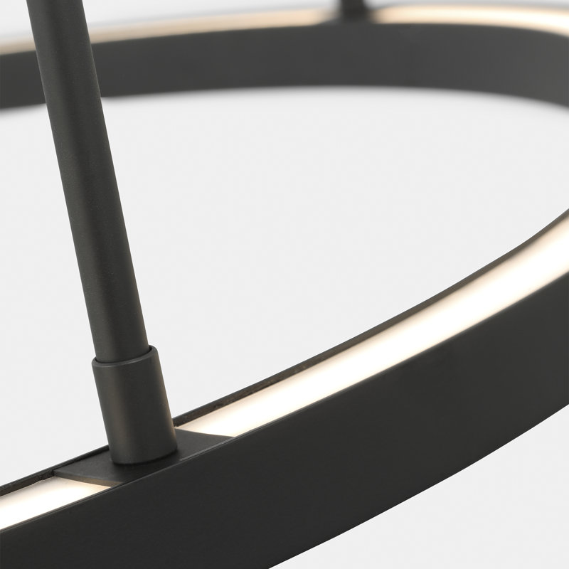 Mick De Giulio Stagger X-Large Ring Chandelier in Nightshade Black with Acrylic shade, Nightshade Black