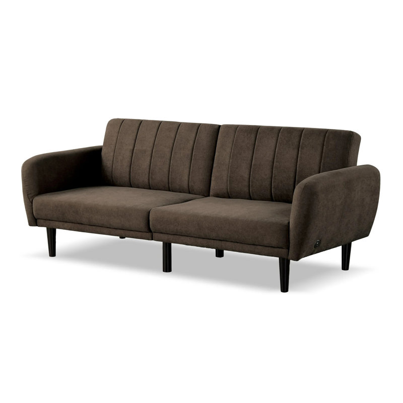 Canapé futon contemporain de 81,4 po de largeur, brun