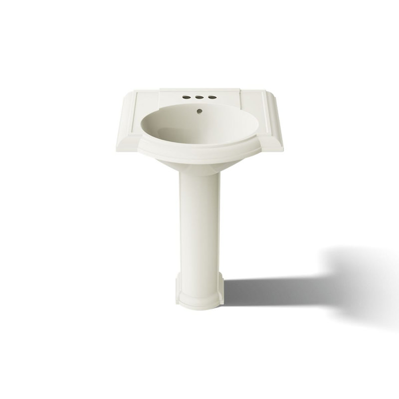 Devonshire Ceramic 25" Pedestal Bathroom Sink with Overflow, Biscuit, Centerset Faucet
