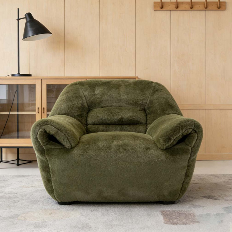 Fauteuil à billes en fausse fourrure, Vert