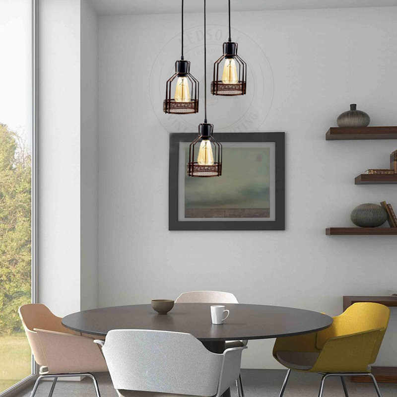 Burke 3 - Light Cluster Pendant, Brushed Brass