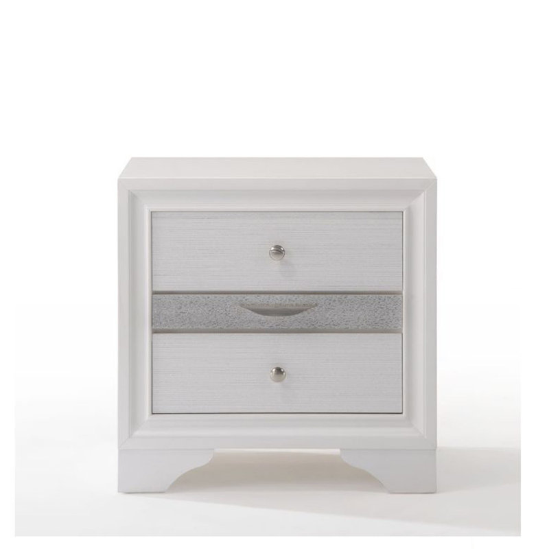 Table de chevet blanche à 3 tiroirs Newnan, Blanc