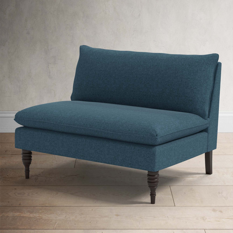 Varick Upholstered 47'' Settee, Zuma Navy Textured Linen
