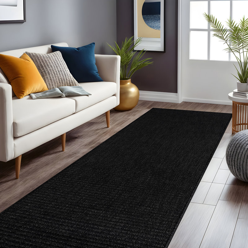 Indoor Outdoor Area Rug, Runner 2' x 7', Black