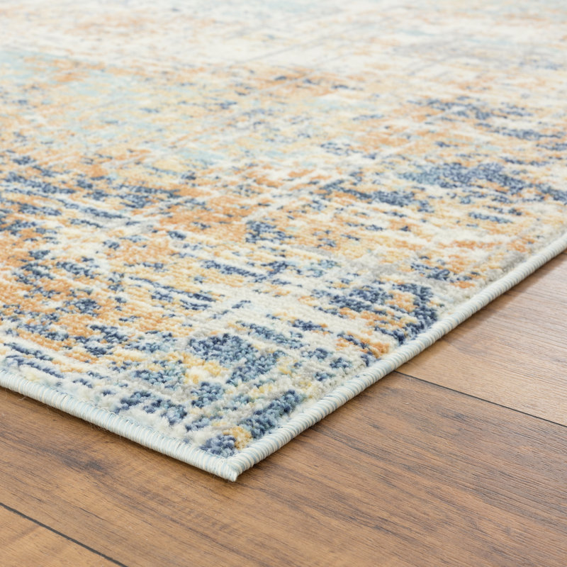 Tapis bleu / crème Kingsbury, Rectangle 8 pi x 10 pi