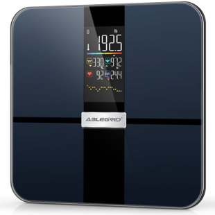 Ablegrid Smart Digital Scale For Body Weight And Fat Rechargeable, Large Lcd Display, 22 Body Composition Metrics Bmi, Heart Rate, 400lb, Black