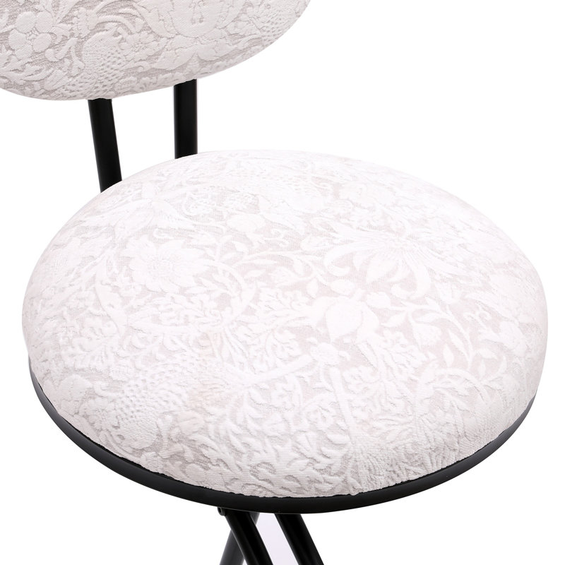 2Pcs Bar Stools Set with Backrest, S-shaped Barstools,Floral Print Upholstered Dining Chairs, Black