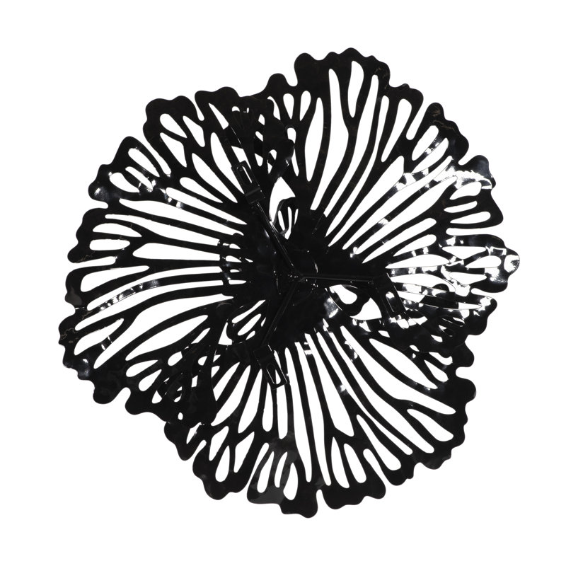 Flower Wall Art Extra Small Metal, Black