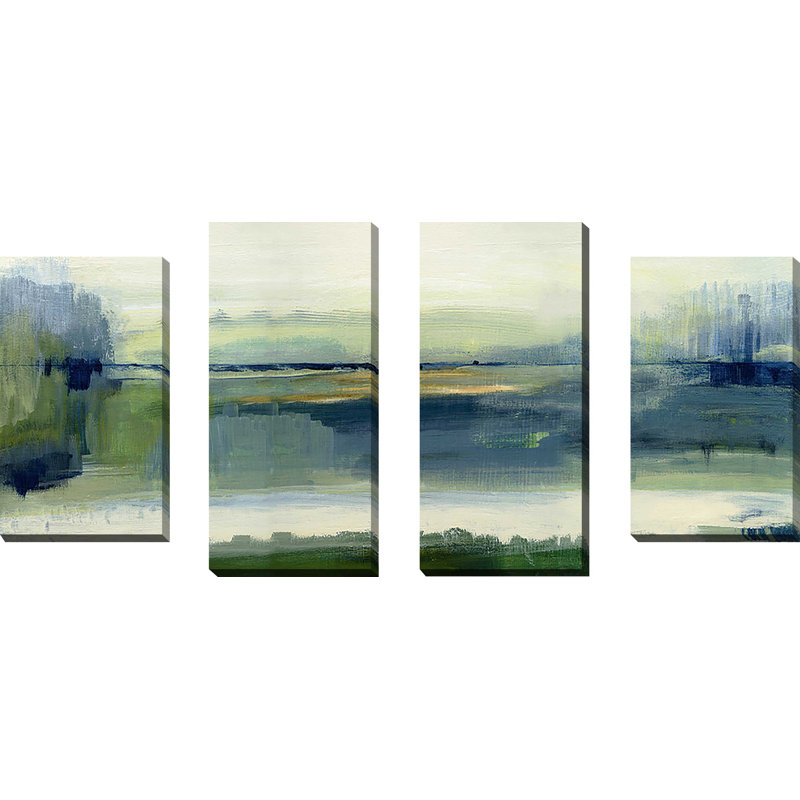 Glistening Meadow - ensemble de 4 peintures sur toile tendue, H 38 po x l 72 po x P 1,5 po
