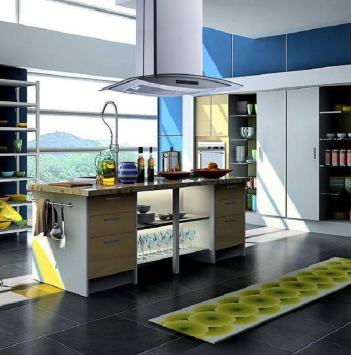 Stainless Steel Convertible Island Range Hood with LED Lights