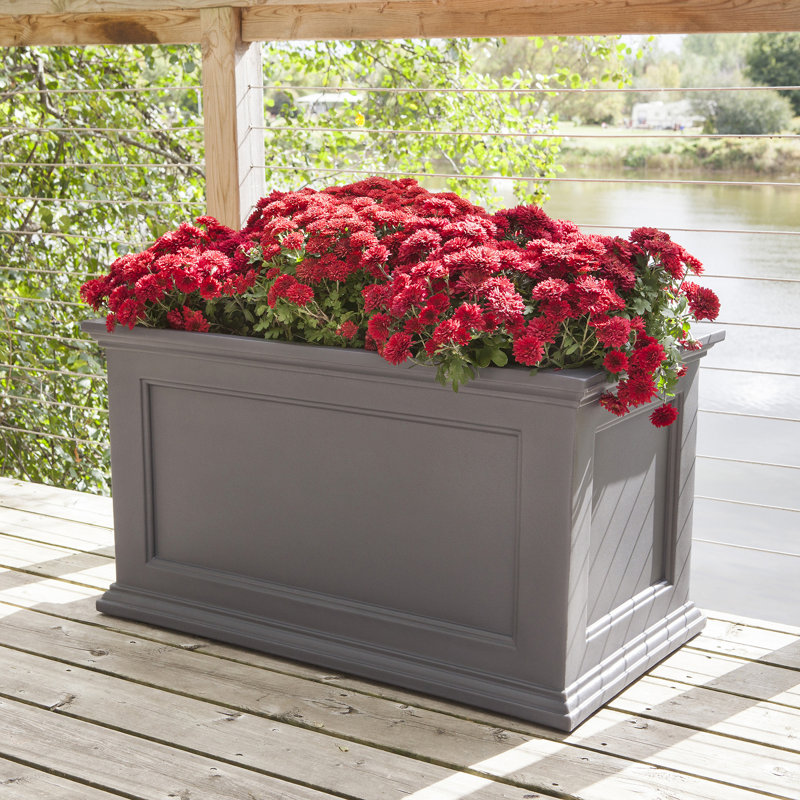 Anastasiya 20'' H x 36'' W Double-Walled Polyethylene Self-Watering Pot Planter, Graphite Gray