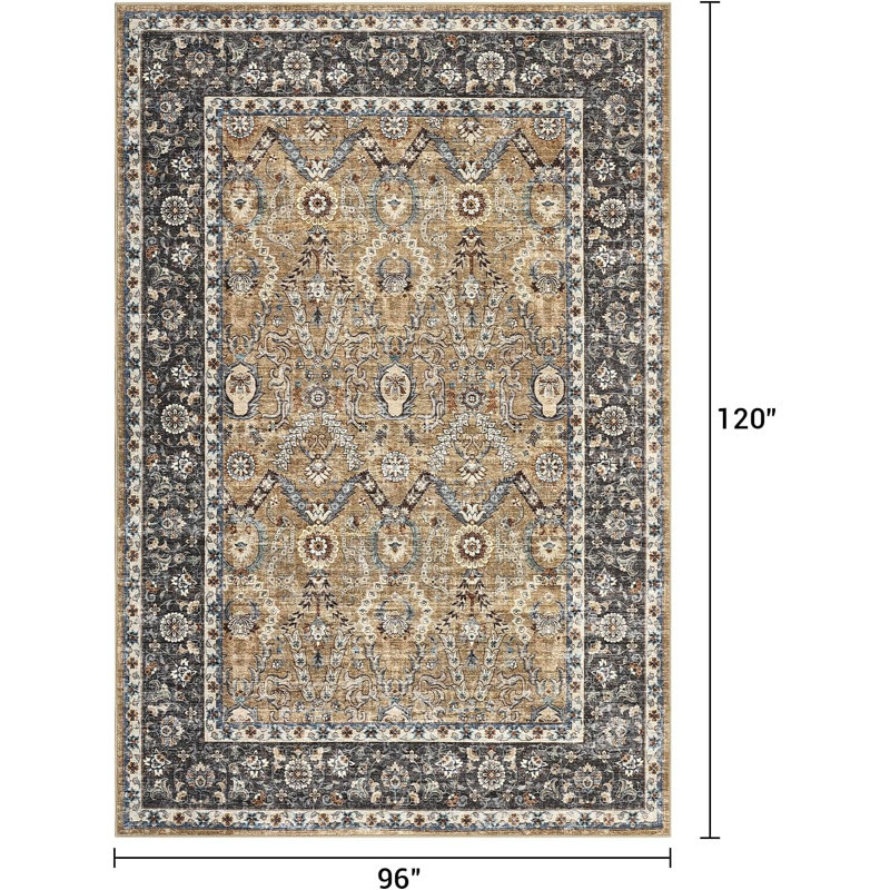 Waterproof Rug Pad Persian Style Camel 360g Pile Weight Pearl Velvet Washable Foldable Non-Shedding Living Room/Bedroom Light Grey