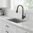 High-Arc Single-Handle Matte Black Faucet, With A Flexible And Convenient Pull-Down Spray Head, And Four Water Modes To Meet Diverse Cleaning Needs.