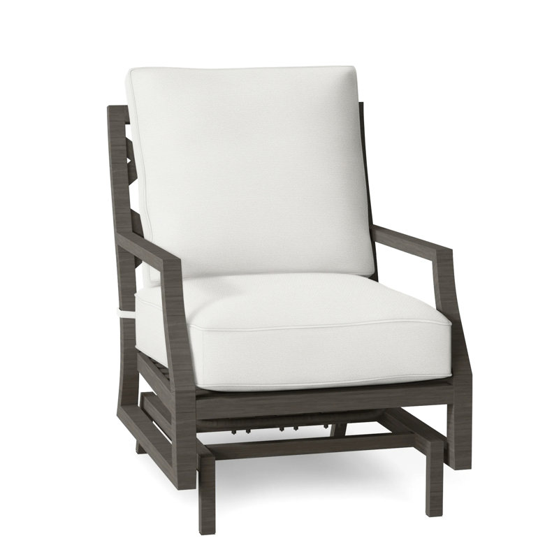 Lattice Arm Chair with Cushions, Welt, Linen Dove