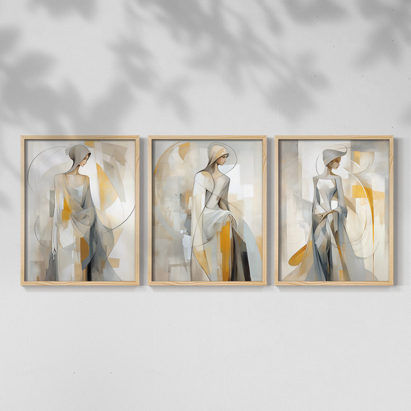 Série féminine L - Ensemble de 3 estampes numériques - Prêt à accrocher, Naturel, H 20 po x l 16 po